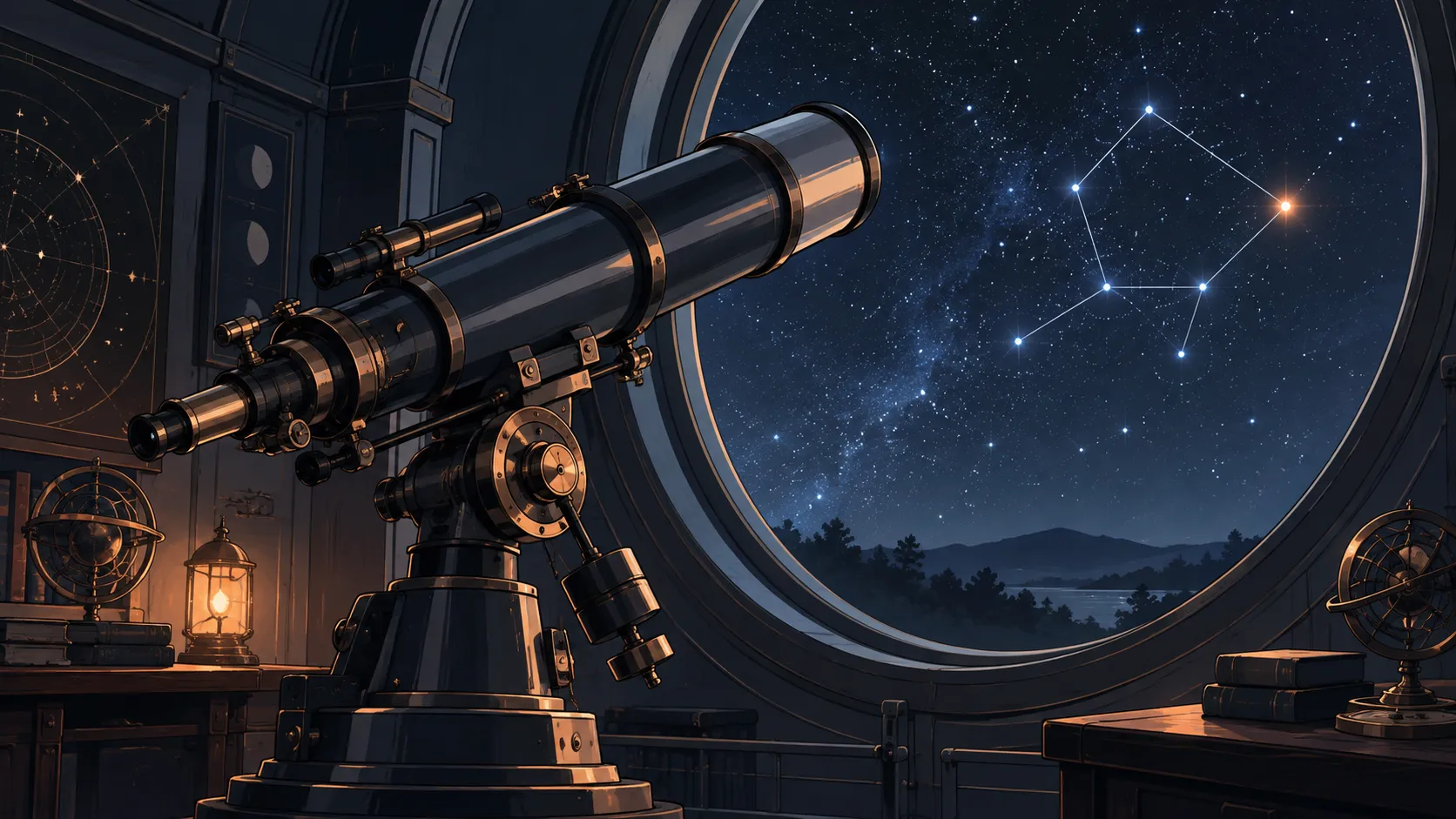 A precision telescope isolating one coral signal in a pale-blue constellation.